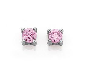 Silver+Pink+CZ+Studs