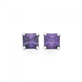 Silver+5mm+Purple+CZ+Stud+Earrings