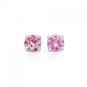 Silver-Pink-CZ-Stud-Earrings on sale