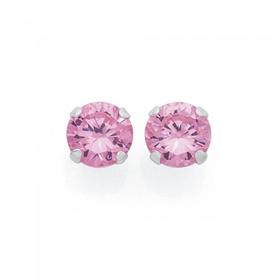 Silver-5mm-Pink-Cubic-Zirconia-Claw-Set-Stud-Earrings on sale