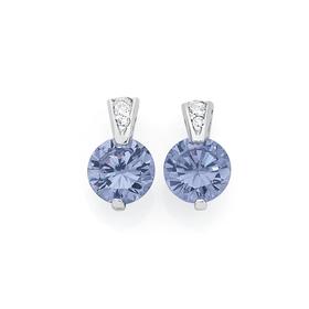 Silver-Lavender-CZ-Solitaire-Stud-Earrings on sale