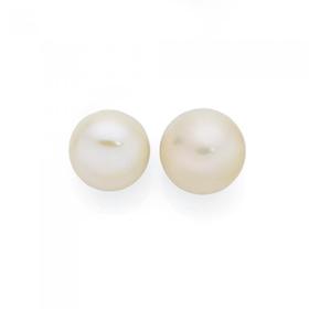 Silver+7mm+Fresh+Water+Pearl+Stud+Earrings