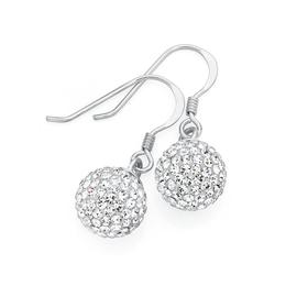 Silver-10mm-Crystal-Ball-Hook-Earrings on sale