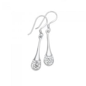 Silver+White+Crystal+Raindrop+Earrings