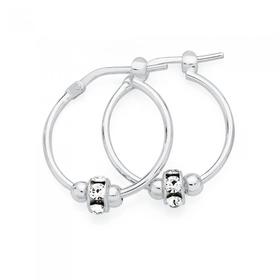 Silver+%26amp%3B+Silver+Plated+15mm+Hoop+With+White+Crystal+Ring