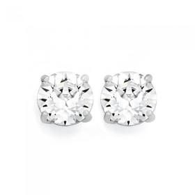 Silver+Round+Crystal+Stud+Earrings