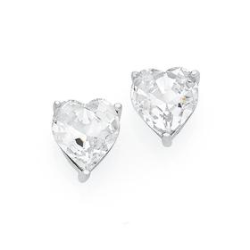 Silver+Crystal+Heart+Stud+Earrings