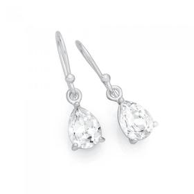 Silver+Crystal+Pear+Drop+Earrings