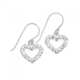 Silver-Crystal-Heart-Hook-Earrings on sale