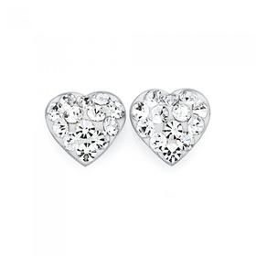 Silver+Crystal+Heart+Stud+Earrings