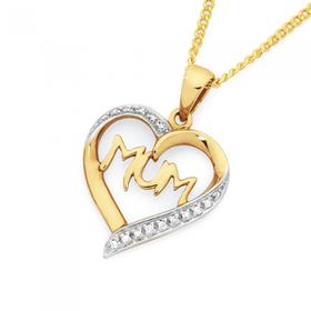 9ct+Gold+Diamond+%27Mum%27+Pendant