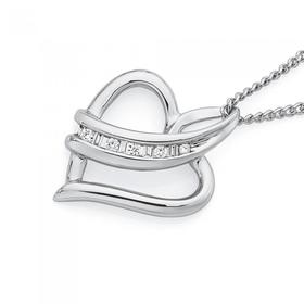 9ct+White+Gold+Diamond+Heart+Pendant