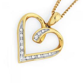 9ct+Gold+Diamond+Heart+Pendant