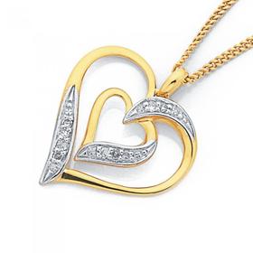 9ct+Gold+Diamond+Heart+Pendant