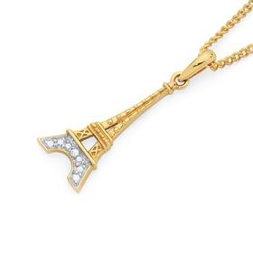 9ct-Gold-Diamond-Eiffel-Tower-Pendant on sale