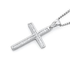 9ct-White-Gold-Diamond-Cross-Pendant on sale