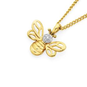 9ct-Gold-Diamond-Bee-Pendant on sale