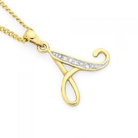 9ct+Gold+Diamond+Initial+%27A%27+Pendant