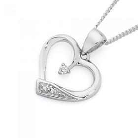 9ct-White-Gold-Diamond-Heart-Pendant on sale