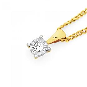 9ct+Gold+Diamond+Miracle+Set+Solitaire+Pendant