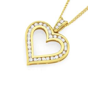 9ct+Gold+Diamond+Heart+Pendant