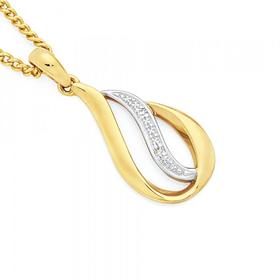 9ct-Gold-Diamond-Tear-Drop-Pendant on sale