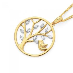 9ct+Gold+Diamond+%27Tree+of+Life%27+Pendant