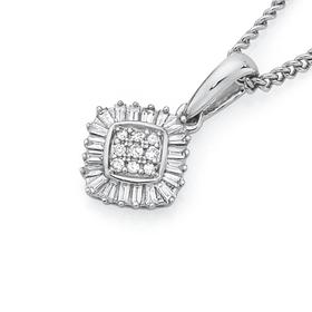 9ct-White-Gold-Diamond-Cushion-Pendant on sale