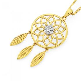 9ct+Gold+Diamond+Dream+Catcher+Pendant