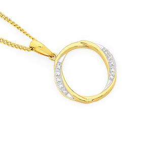 9ct+Gold+Diamond+Twist+Circle+Pendant