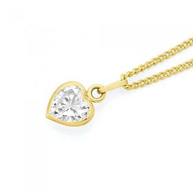 9ct-Gold-Cubic-Zirconia-Heart-Pendant on sale