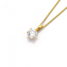 9ct-Gold-Cubic-Zirconia-6mm-Pendant on sale