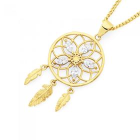 9ct-Gold-CZ-Dream-catcher-Pendant on sale