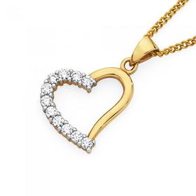 9ct-Gold-CZ-Heart-Pendant on sale