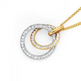 9ct-Gold-Two-Tone-Cubic-Zirconia-Circle-Pendant on sale