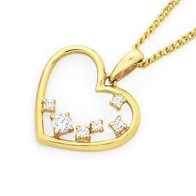 9ct-Gold-Cubic-Zirconia-Open-Heart-Pendant on sale