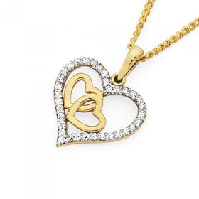 9ct-Gold-CZ-Heart-Pendant on sale