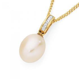 9ct-Gold-Pearl-CZ-Drop-Pendant on sale