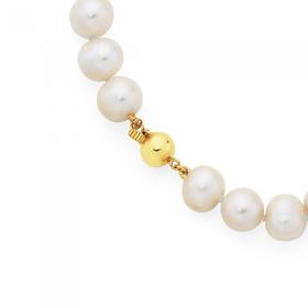 9ct+Gold+45cm+Cultured+Fresh+Water+Pearl+Necklace