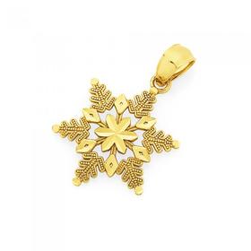 9ct+Gold+Snowflake+Pendant