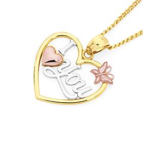 9ct-Gold-Tri-Tone-I-Love-You-Heart-Pendant on sale