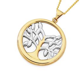 9ct+Gold+Two+Tone+Tree+Of+Life+Pendant