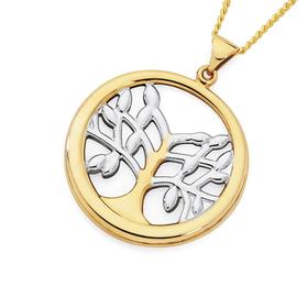 9ct-Gold-Two-Tone-Tree-Of-Life-Pendant on sale