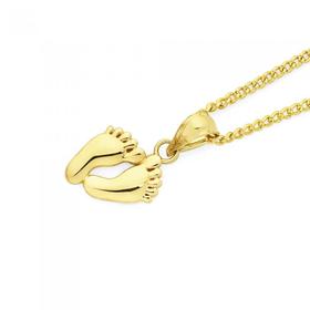 9ct+Gold+Baby+Footprints+Pendant