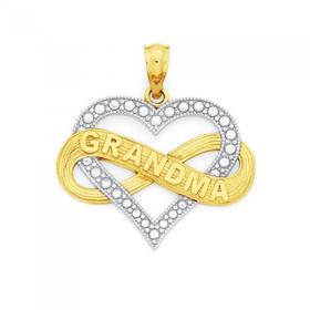 9ct-Gold-Two-Tone-Grandma-Heart-Pendant on sale