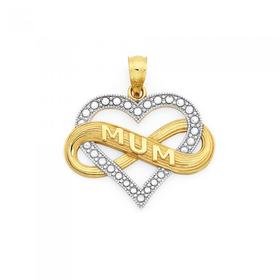 9ct-Gold-Two-Tone-Mum-Heart-Pendant on sale