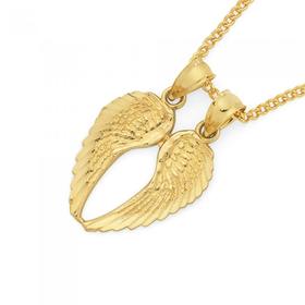 9ct+Gold+Angel+Wings+Share+Pendant