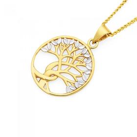 9ct-Gold-Two-Tone-Oval-Tree-of-Life-Pendant on sale