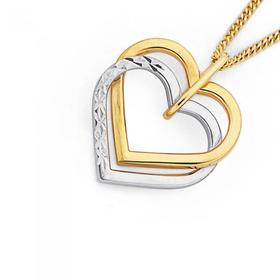 9ct-Gold-Two-Tone-Diamond-Cut-Heart-Pendant on sale