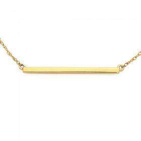 9ct+Gold+45cm+Bar+Necklace